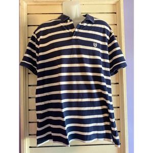 Chaps mens polo golf shirt size XXL striped blue white 100% cotton short sleeve